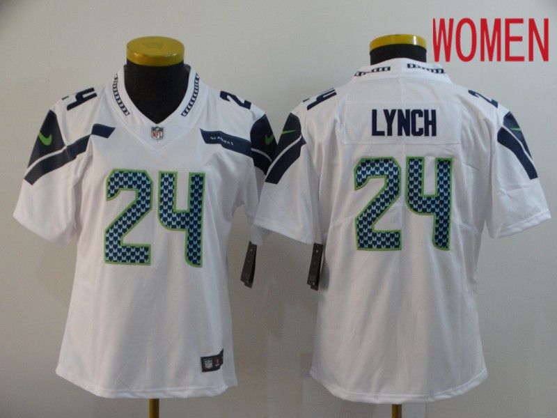 Women Seattle Seahawks 24 Lynch White Nike Vapor Untouchable Limited NFL Jersey